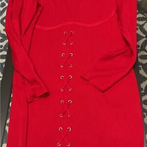 Almost Famous Red Lace-Up Dress